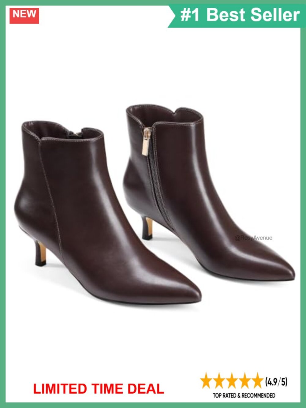 Kitten Heel Pointed Toe Ankle Booties Side Zip Faux Suede Work Boots